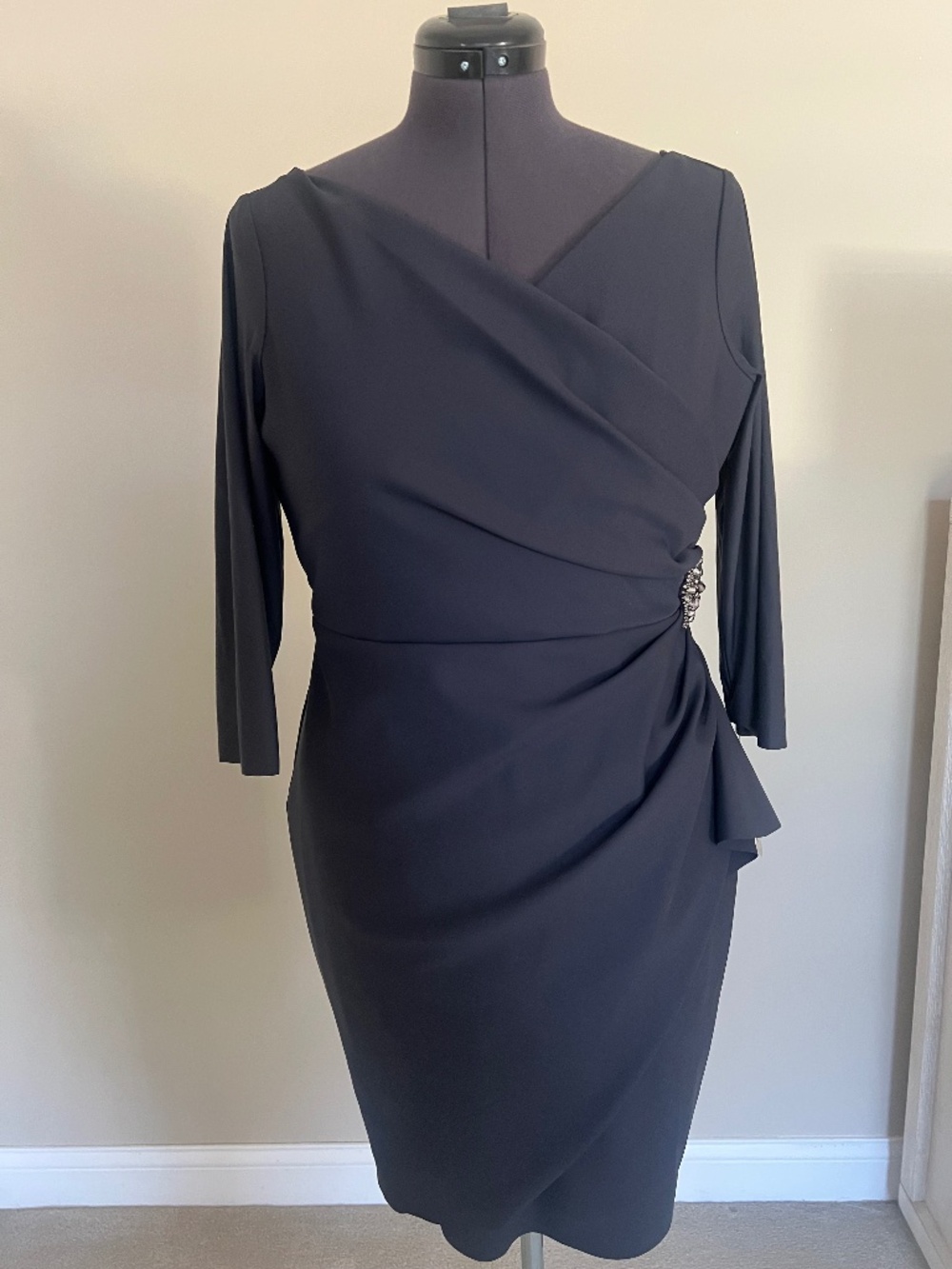 Alex Evenings Black Midi Dress Womens Size 12p